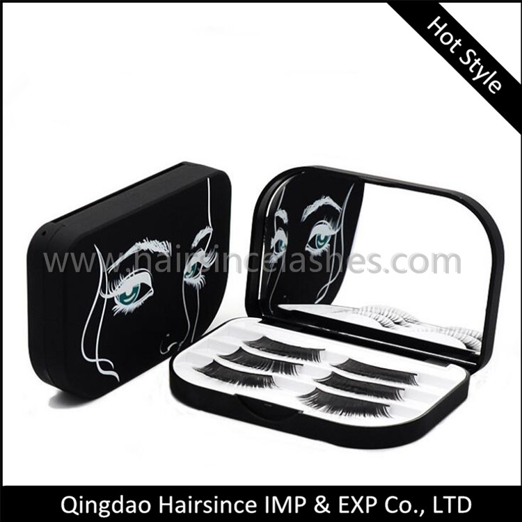 Black color plastic lashes case 3 pair lashes packed, lashes package