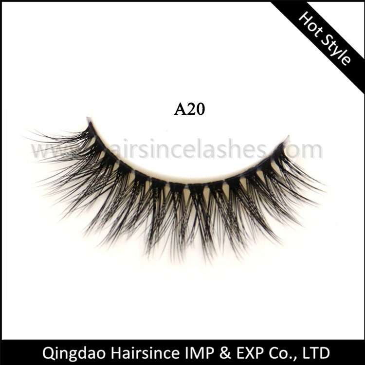 Normal silk hair lashes with transparent band 3D synthetic hair lashes sample available hot sale style