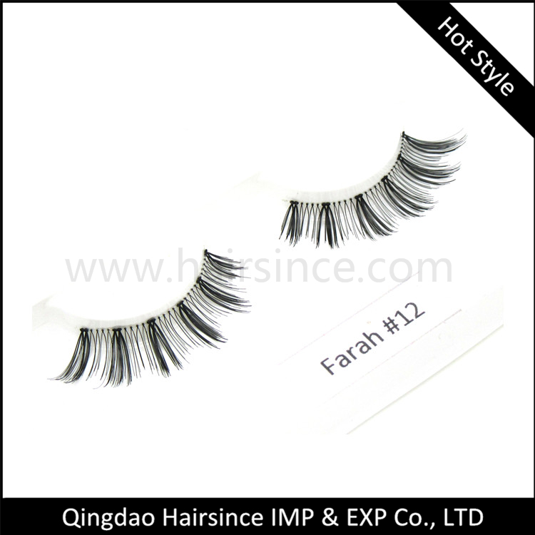 Handtied clear band silk hair lashes strip synthetic hair lashes cheap price free sample