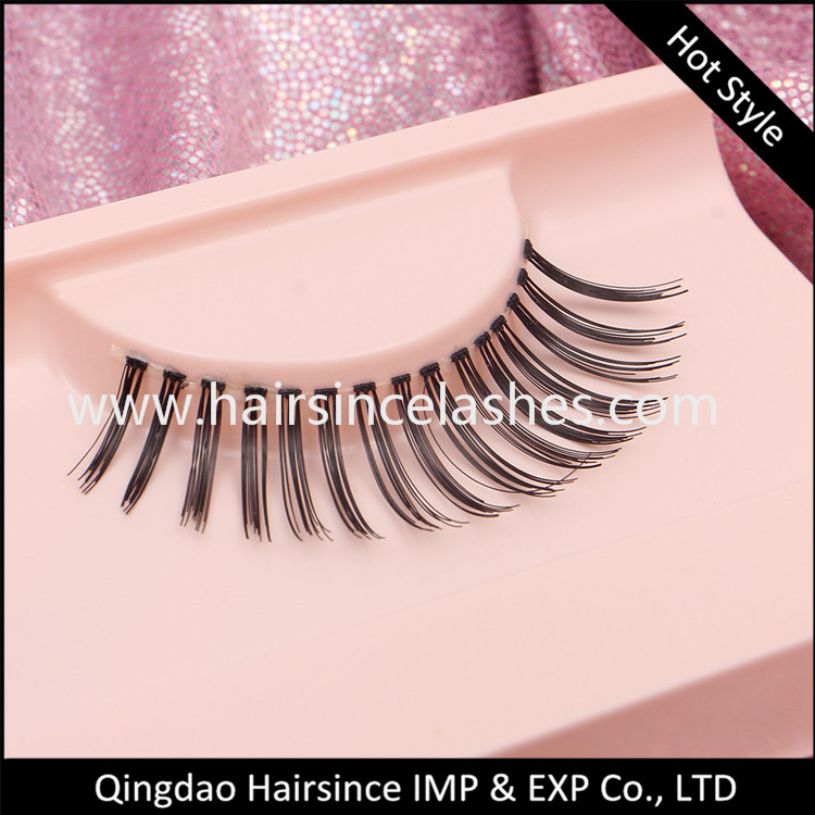 Quality silk human hair lashes glueless silk hair lashes wholesale price