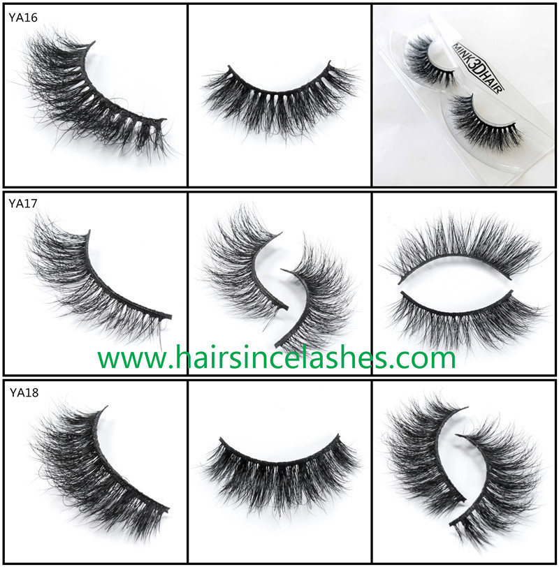 Top quality 3D mink hair lashes catalog eyelashes black cotton band for sale